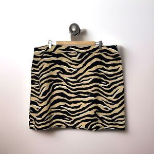 Talbots 22WP Animal Print Skirt Pencil Career Stretch Straight Black Brown